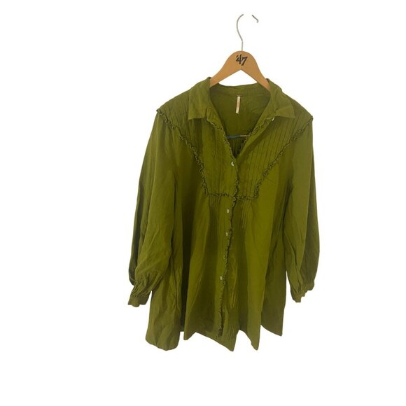 Free People Women's Green Cherry Mini Bohemian Dress - Small